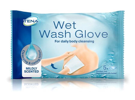 Tena | Wet Wash Glove | 5er Packung | 225 Stück | parfümiert